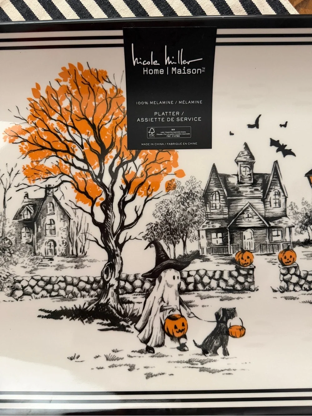 Large Melamine Halloween Serving Platter - 17 1/2  X 10 inches